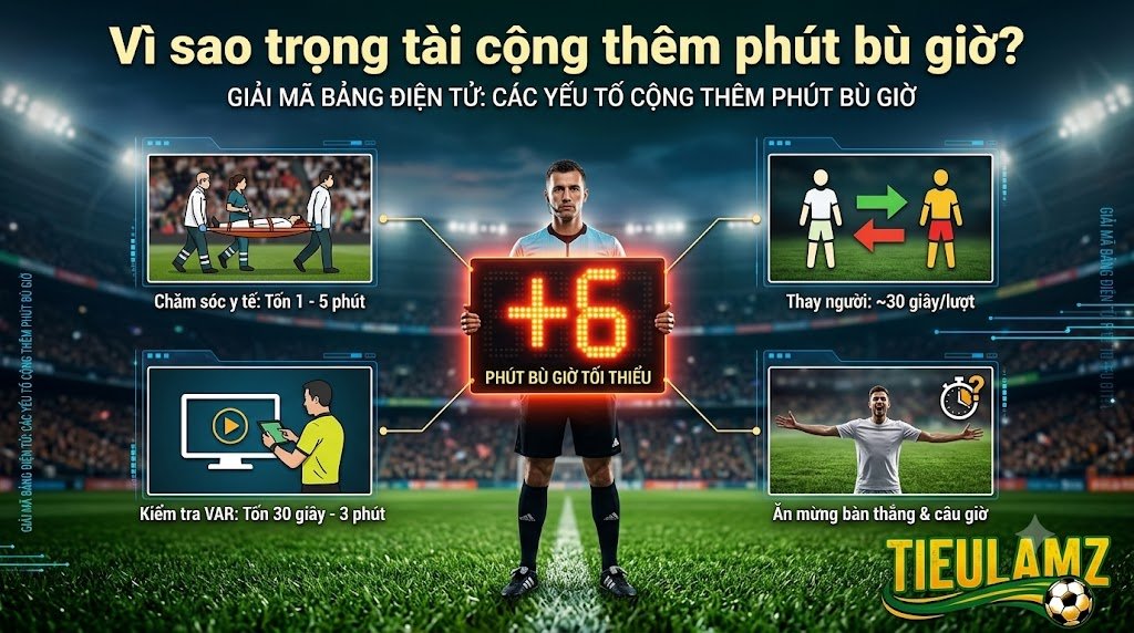 Thời gian bù giờ trong bóng đá: Khái niệm, Luật lệ & Kỷ lục