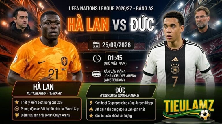 Ảnh bìa trực tiếp trận đấu Hà Lan vs Đức tại UEFA Nations League, cuộc đối đầu chiến thuật giữa Xavi và Jurgen Klopp.