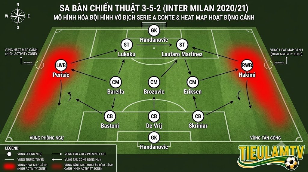 Sơ đồ chiến thuật 3-5-2: Cấu trúc, Cách vận hành và Ưu nhược điểm